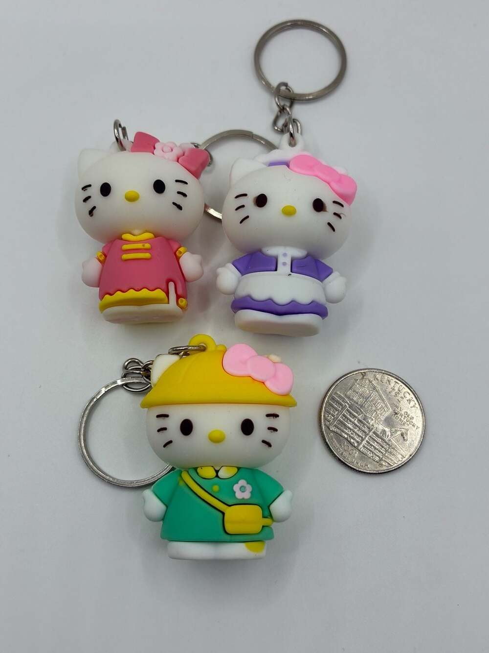 Hello Kitty Silicone Figure Keychains Lot of 3 Assorted Outfits